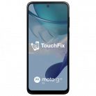 Moto G53 5G smartphone met abstracte blauwe achtergrond en TouchFix logo