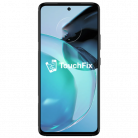Moto G72 smartphone met abstracte blauwe achtergrond en TouchFix logo
