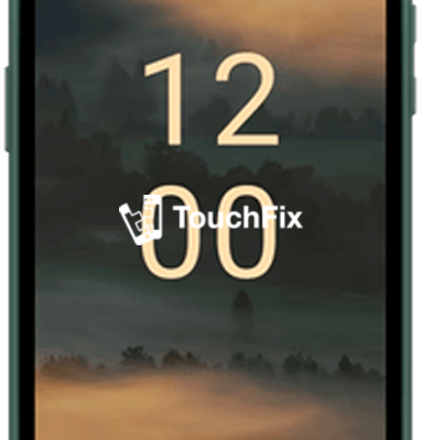 Nokia XR21 smartphone met landschap achtergrond en TouchFix logo
