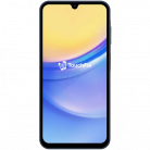 Samsung Galaxy A15 smartphone met kleurrijke achtergrond en TouchFix logo