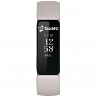 Fitbit Inspire 2 met beige bandje en TouchFix logo