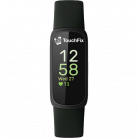 Fitbit Inspire 3 met zwart bandje en TouchFix logo