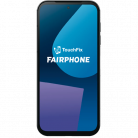 Fairphone smartphone met blauw-paarse geometrische achtergrond - TouchFix reparatieservice voor Fairphone smartphones