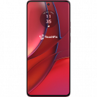 Motorola Edge smartphone met rood display en TouchFix logo" Titel: "Motorola Edge smartphone met rode achtergrond en TouchFix logo