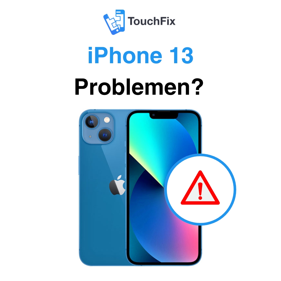 iPhone 13 problemen met waarschuwingsteken en TouchFix logo
