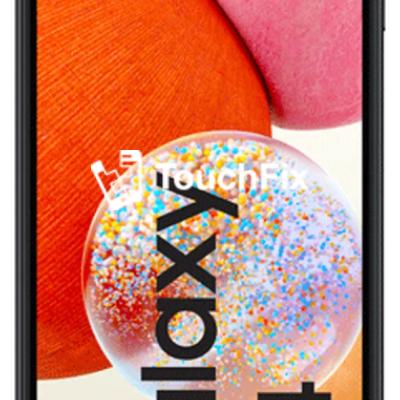 Samsung Galaxy A14 smartphone met kleurrijke achtergrond