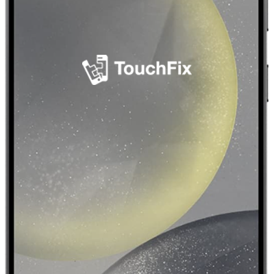 Samsung Galaxy S24 met TouchFix logo op het scherm