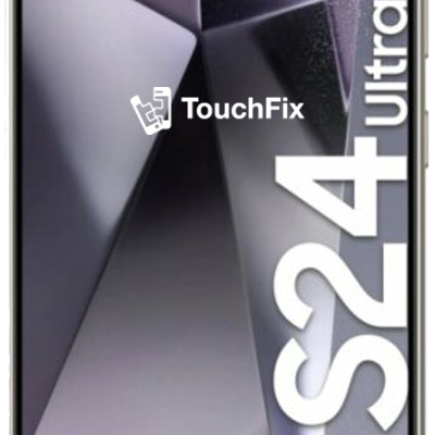 Samsung Galaxy S24 Ultra smartphone met geometrische achtergrond - TouchFix reparatieservice voor Samsung toestellen